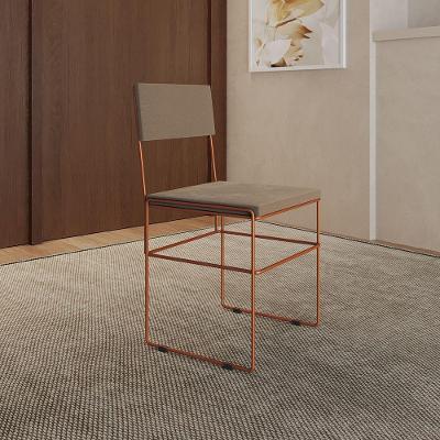 Cadeira De Jantar Estofada Veludo Bege Base Cobre Vitoria - Bege