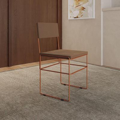 Cadeira De Jantar Estofada Veludo Marrom Base Cobre Vitoria - Marrom