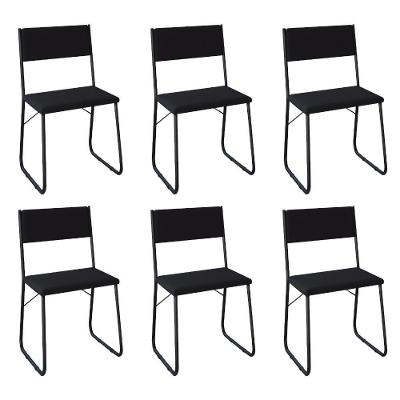 Kit 6 Cadeiras De Jantar Estofadas Angra - Preta - Preto