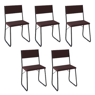 Kit 5 Cadeiras De Jantar Estofadas Angra - Marrom - Marrom