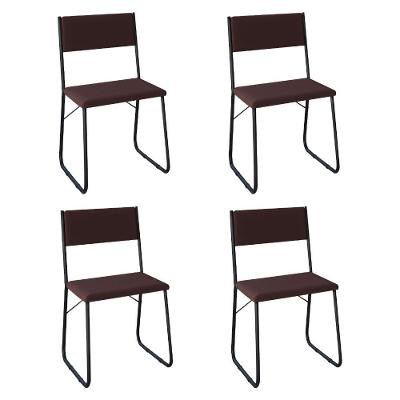 Kit 4 Cadeiras De Jantar Estofadas Angra - Marrom - Marrom