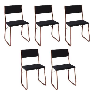 Kit 5 Cadeiras De Jantar Estofadas Angra - Cobre E Preta - Preto