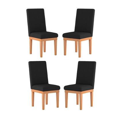 Kit Cadeiras Estofadas Mesa De Jantar Preta