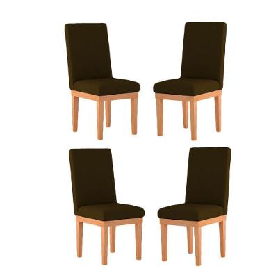 Kit Cadeiras Estofadas Mesa De Jantar Marrom