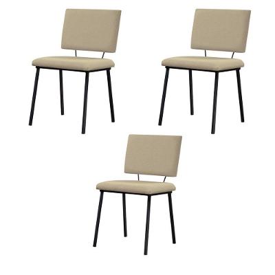 Kit 3 Cadeiras Decorativas Sala De Jantar Fennel Linho Bege - Gran Belo