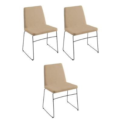 Kit 3 Cadeiras Decorativa Sala De Jantar Anne Linho Bege - Gran Belo