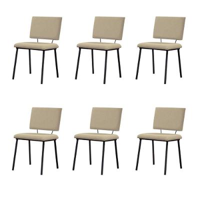 Kit 6 Cadeiras Decorativas Sala De Jantar Fennel Linho Bege - Gran Belo