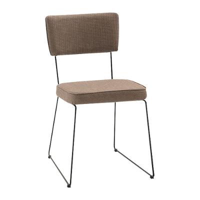 Cadeira De Jantar Decorativa Base Aço Preto Luigi Linho Bege