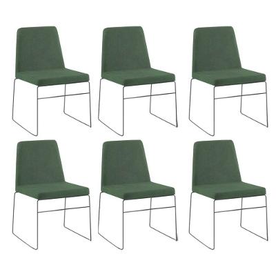 Kit 6 Cadeiras Decorativa Sala De Jantar Anne Linho Verde