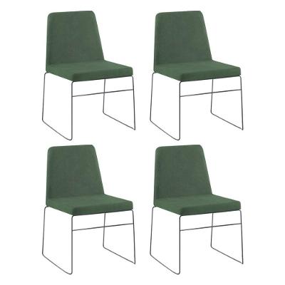 Kit 4 Cadeiras Decorativa Sala De Jantar Anne Linho Verde
