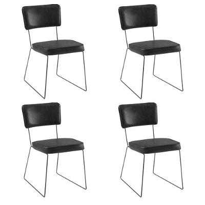 Kit 4 Cadeiras De Jantar Decorativa Base Aço Preto Luigi Pu Preto - Gran Belo