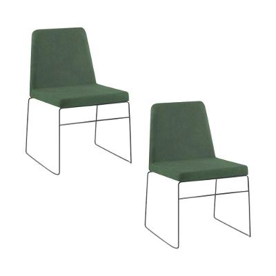 Kit 2 Cadeiras Decorativa Sala De Jantar Anne Linho Verde