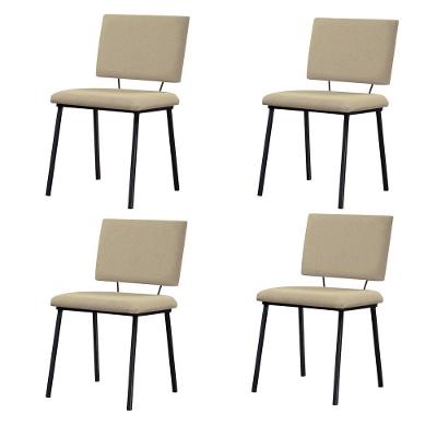 Kit 4 Cadeiras Decorativas Sala De Jantar Fennel Linho Bege - Gran Belo