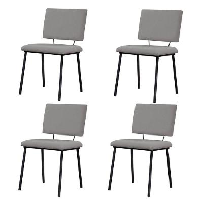 Kit 4 Cadeiras Decorativas Sala De Jantar Fennel Linho Cinza - Gran Belo