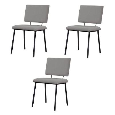 Kit 3 Cadeiras Decorativas Sala De Jantar Fennel Linho Cinza - Gran Belo