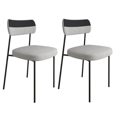 Kit 2 Cadeiras Estofadas Milli Corano/linho F02 Preto/cinza