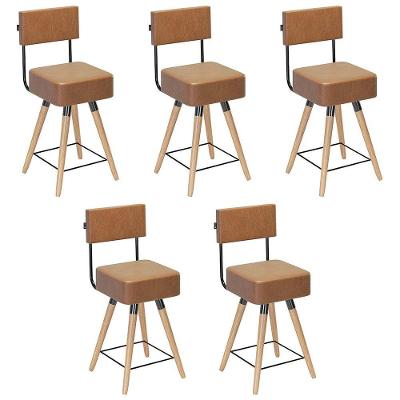 Kit 05 Banquetas Cadeiras 73cm Com Encosto Corano Amarula