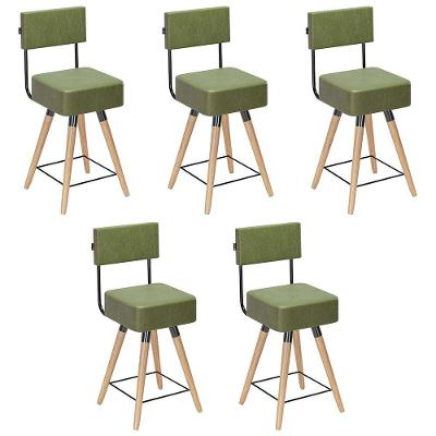 Kit 05 Banquetas Cadeiras 73cm Com Encosto Corano Verde