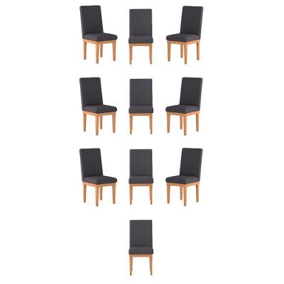 Kit 10 Cadeiras Estofadas Para Mesa Cinza