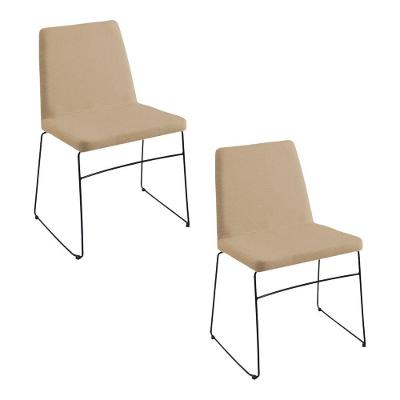 Kit 2 Cadeiras Decorativa Sala De Jantar Anne Linho Bege - Gran Belo
