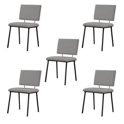 Kit 5 Cadeiras Decorativas Sala De Jantar Fennel Linho Cinza - Gran Belo