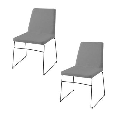 Kit 2 Cadeiras Decorativa Sala De Jantar Anne Linho Cinza - Gran Belo