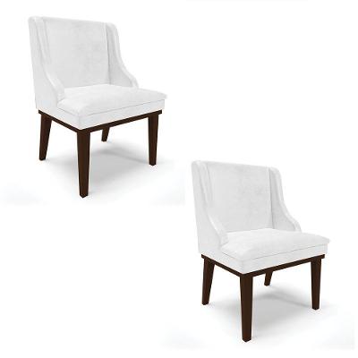 Kit 02 Cadeiras De Jantar Corano Branco Base Madeira