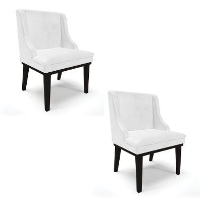 Kit 02 Cadeiras De Jantar Corano Branco Base Madeira
