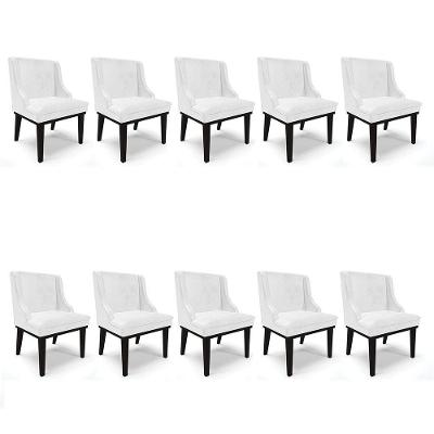 Kit 10 Cadeiras De Jantar Corano Branco Base Madeira