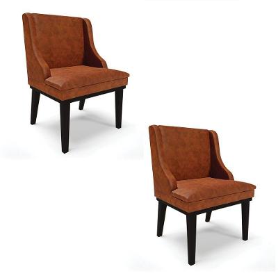 Kit 02 Cadeiras De Jantar Corano Nozes Base Madeira