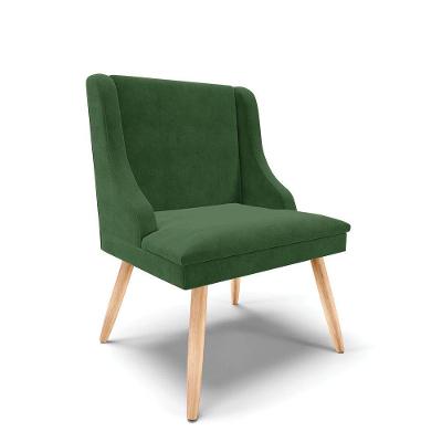 Cadeira De Jantar Liz Suede Verde Pés Palito Natural