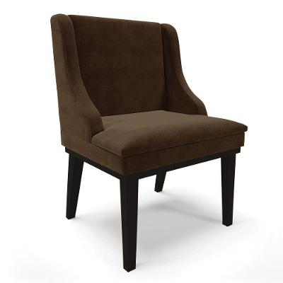 Cadeira De Jantar Liz Suede Base Fixa Madeira Preto Marrom