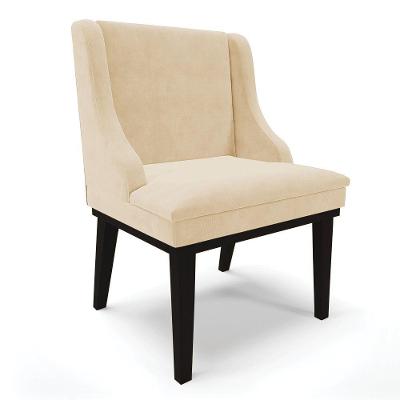 Cadeira De Jantar Liz Suede Base Fixa Madeira Preto Bege