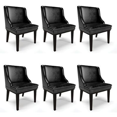 Kit 06 Cadeiras De Jantar Base Fixa Madeira Preto Cor Preto
