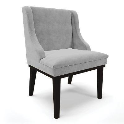 Cadeira De Jantar Liz Suede Base Fixa Madeira Preto Cinza