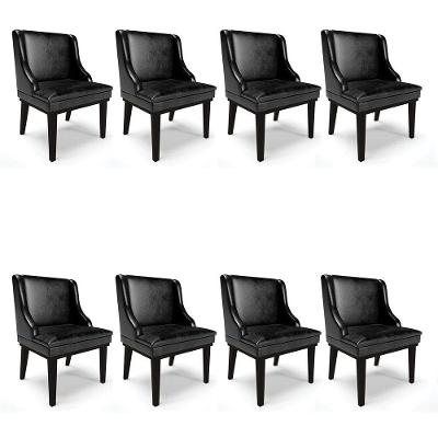 Kit 08 Cadeiras De Jantar Base Fixa Madeira Preto Cor Preto