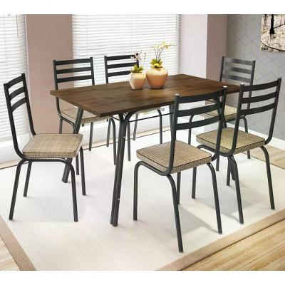 Conjunto De Mesa Lotus 136cm Preta Com 06 Cadeiras 118 Ratta
