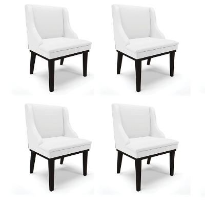Kit 04 Cadeiras De Jantar Corino Branco Base Madeira
