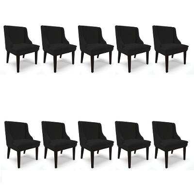 Kit 10 Cadeiras De Jantar Liz Base Madeira Preto A79 Preto