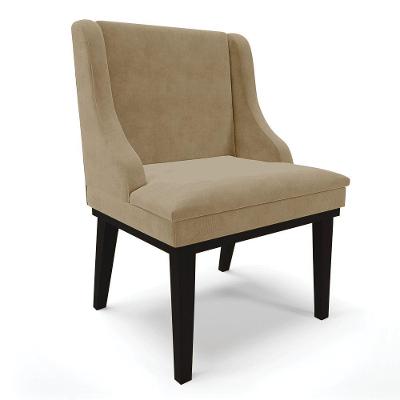 Cadeira De Jantar Suede Marrom Rato Base Fixa Madeira