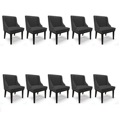 Kit 10 Cadeiras De Jantar Corino Base Madeira Preto Preto