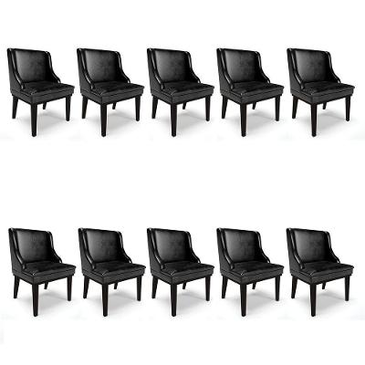 Kit 10 Cadeiras De Jantar Base Fixa Madeira Preto Cor Preto
