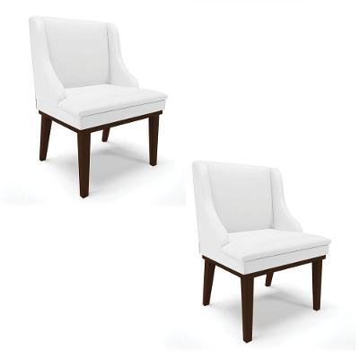 Kit 02 Cadeiras De Jantar Corino Branco Base Madeira