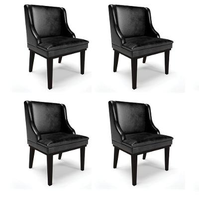 Kit 04 Cadeiras De Jantar Base Fixa Madeira Preto Cor Preto
