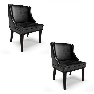Kit 02 Cadeiras De Jantar Base Fixa Madeira Preto Cor Preto