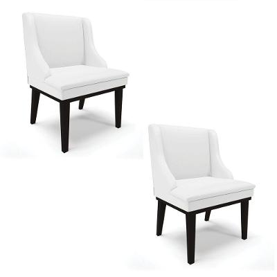 Kit 02 Cadeiras De Jantar Corino Branco Base Madeira