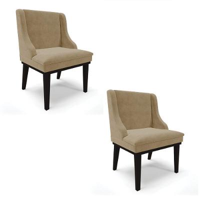 Kit 02 Cadeiras De Jantar Suede Marrom Rato Base Madeira