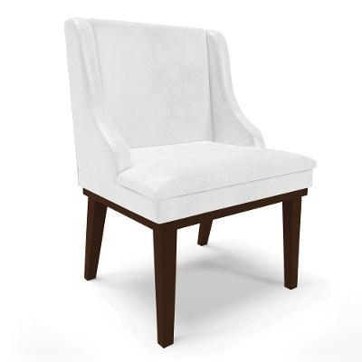 Cadeira De Jantar Base Fixa Madeira Marrom Cor Branco
