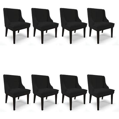 Kit 08 Cadeiras De Jantar Liz Base Madeira Preto A79 Preto