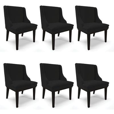 Kit 06 Cadeiras De Jantar Liz Base Madeira Preto A79 Preto